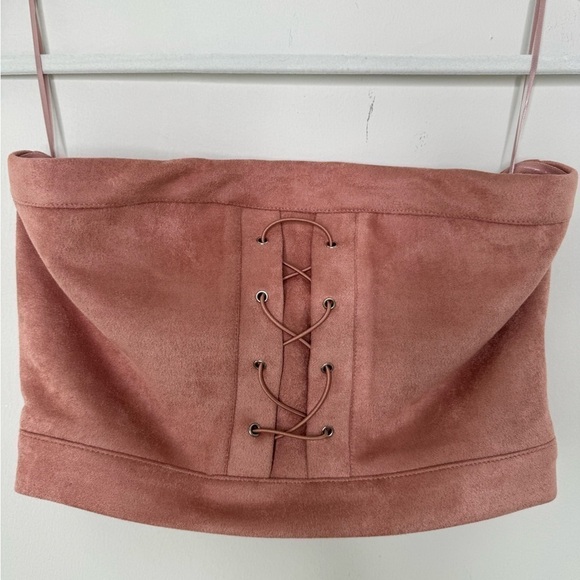 B x Runway Faux Suede Tube Crop Top - Picture 5 of 12